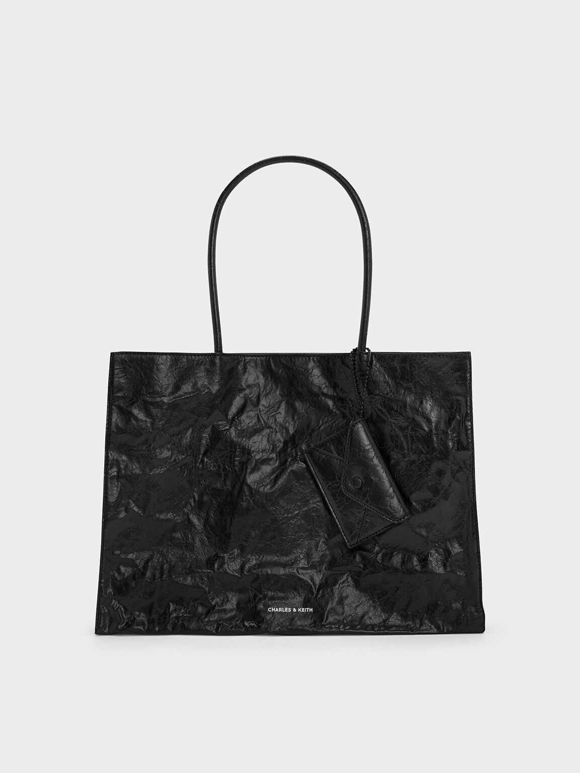 Large Matina Crinkle-Effect Tote Bag, Jet Black, hi-res
