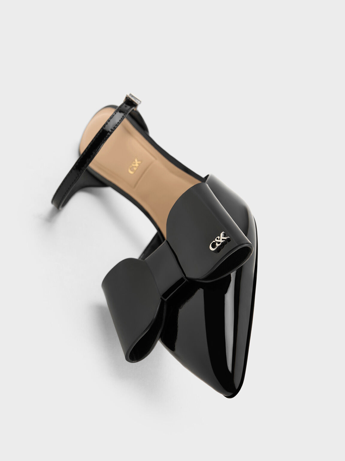 Lu Patent Leather Bow Blade-Heel Mules, Black Patent, hi-res