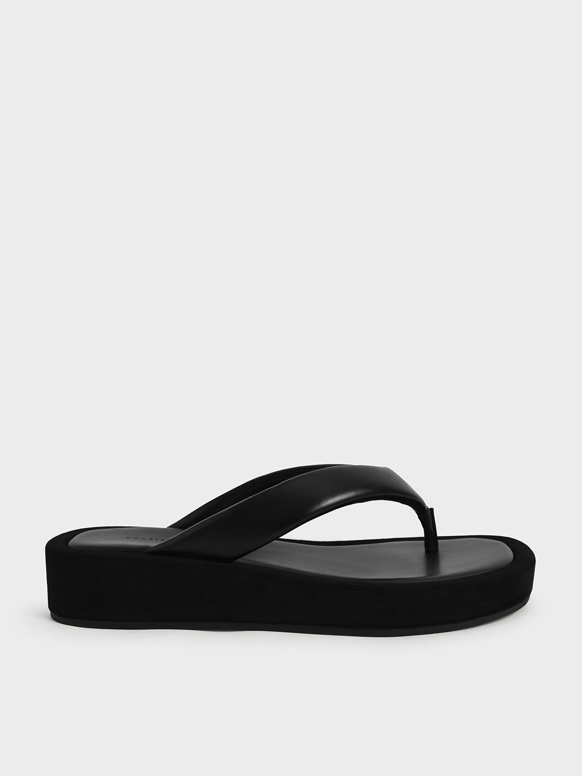 platform thong sandals black