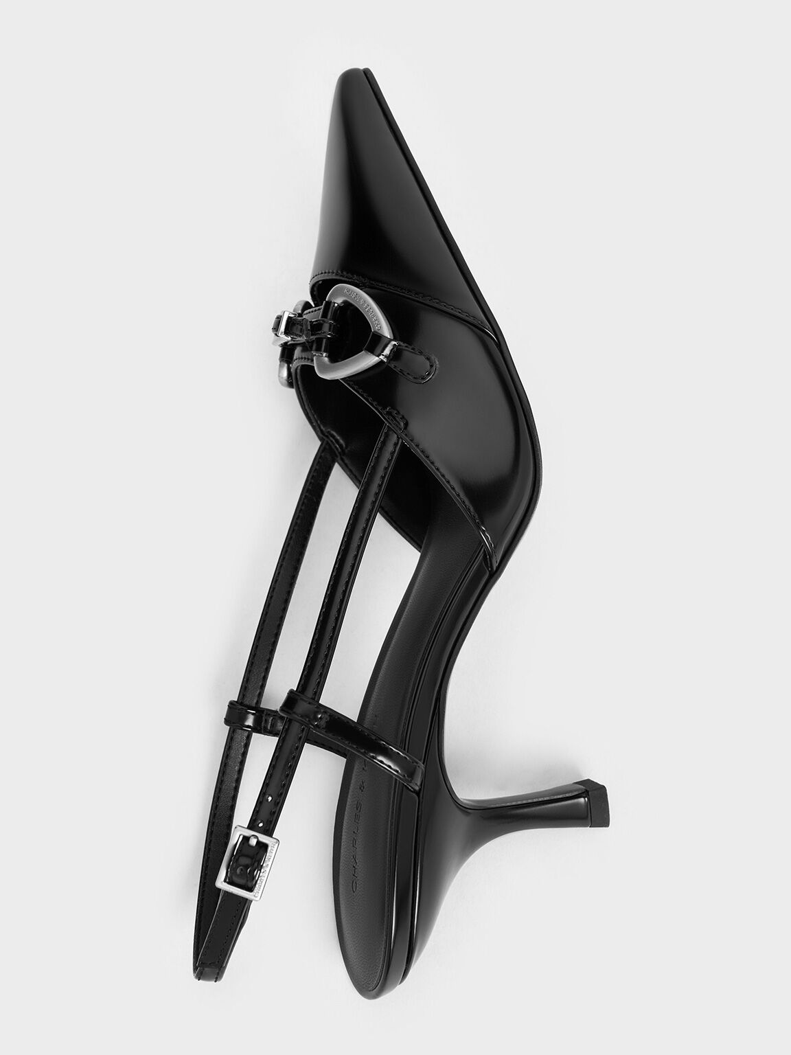 Metallic-Accent Slant-Heel Slingback Pumps, Black Box, hi-res