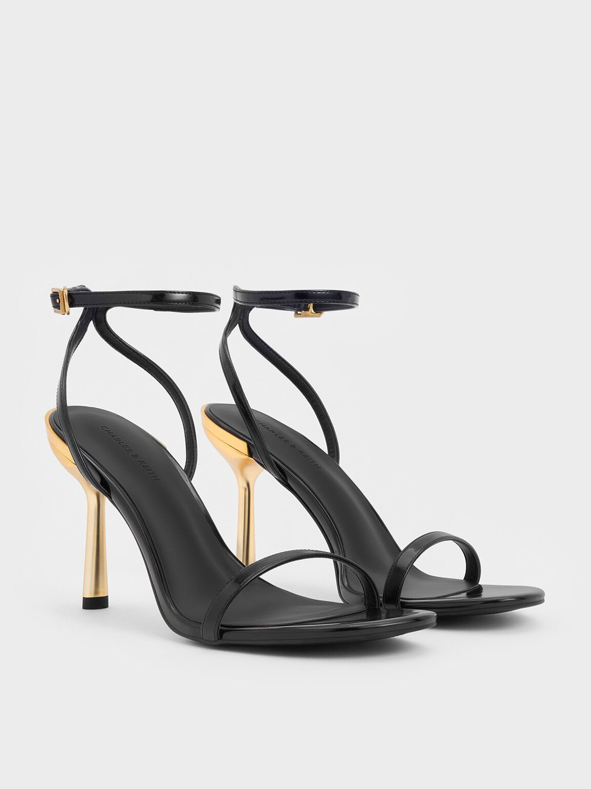 Metallic Stiletto-Heel Ankle-Strap Sandals, Black Box, hi-res