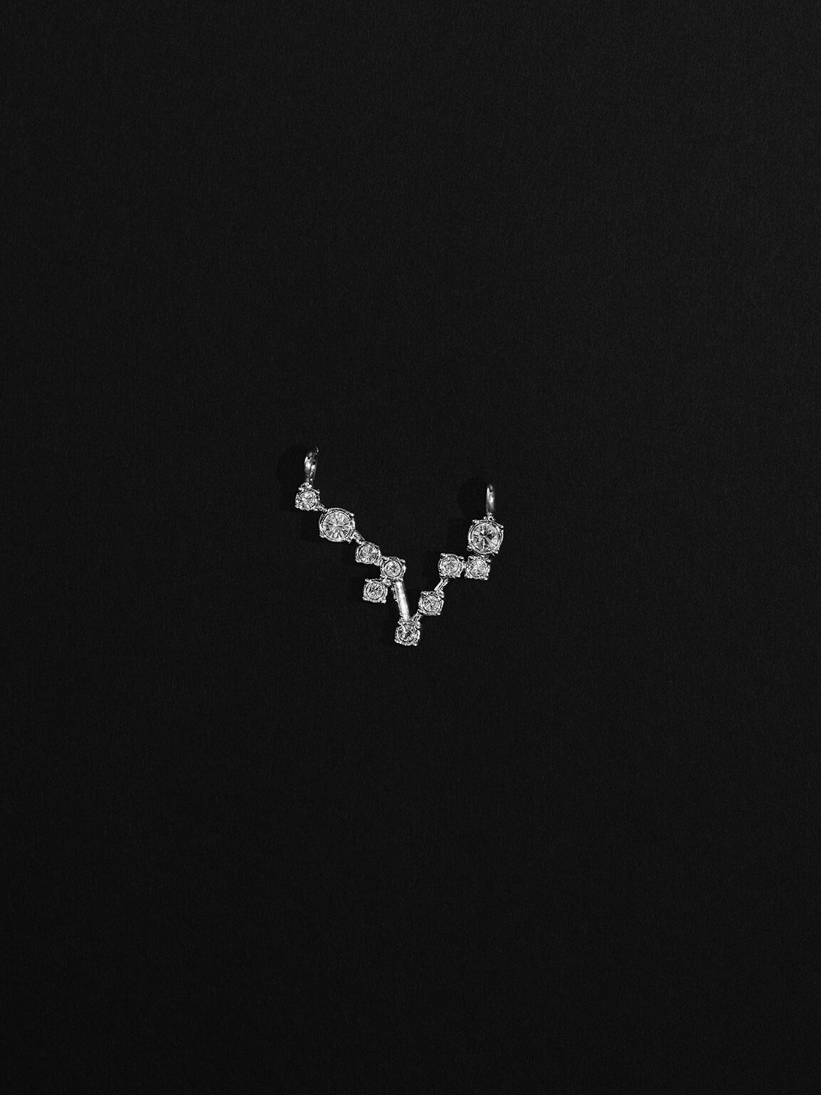 Pisces Crystal Charm, Silver, hi-res