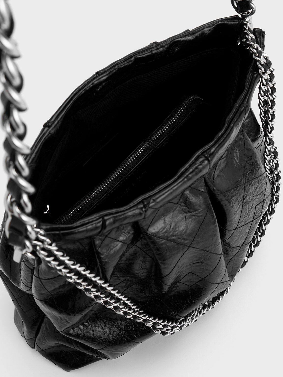 Duo Chain Handle Shoulder Bag - Noir