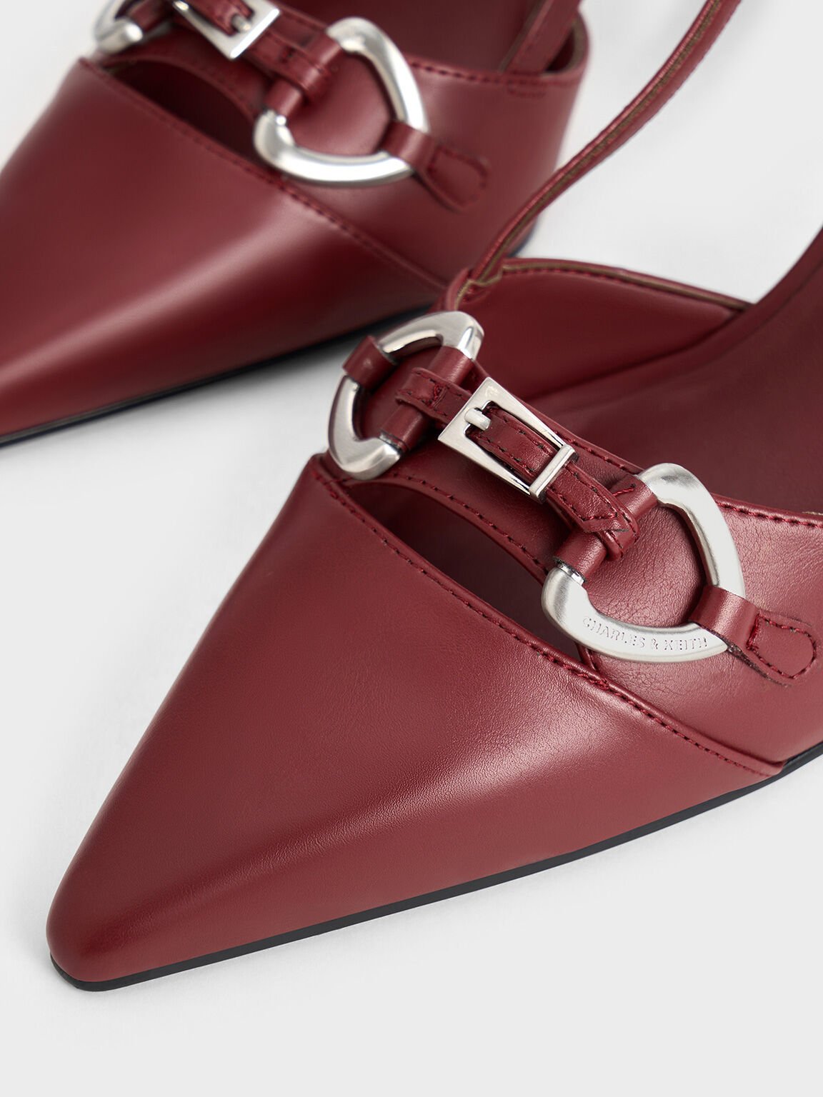 Metallic-Accent Slant-Heel Slingback Pumps, Burgundy, hi-res