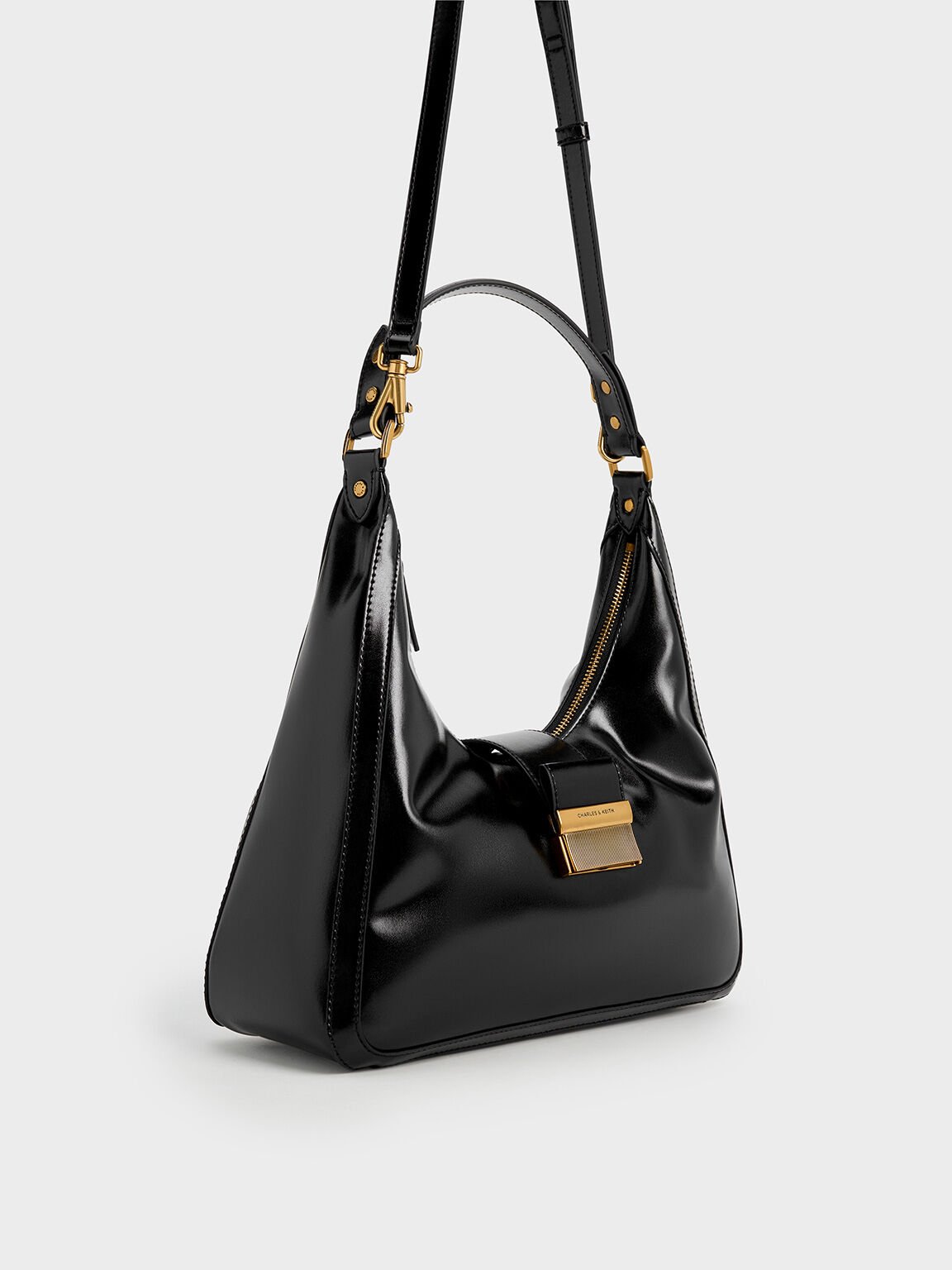 Bolso hobo Charlot, Negro, hi-res