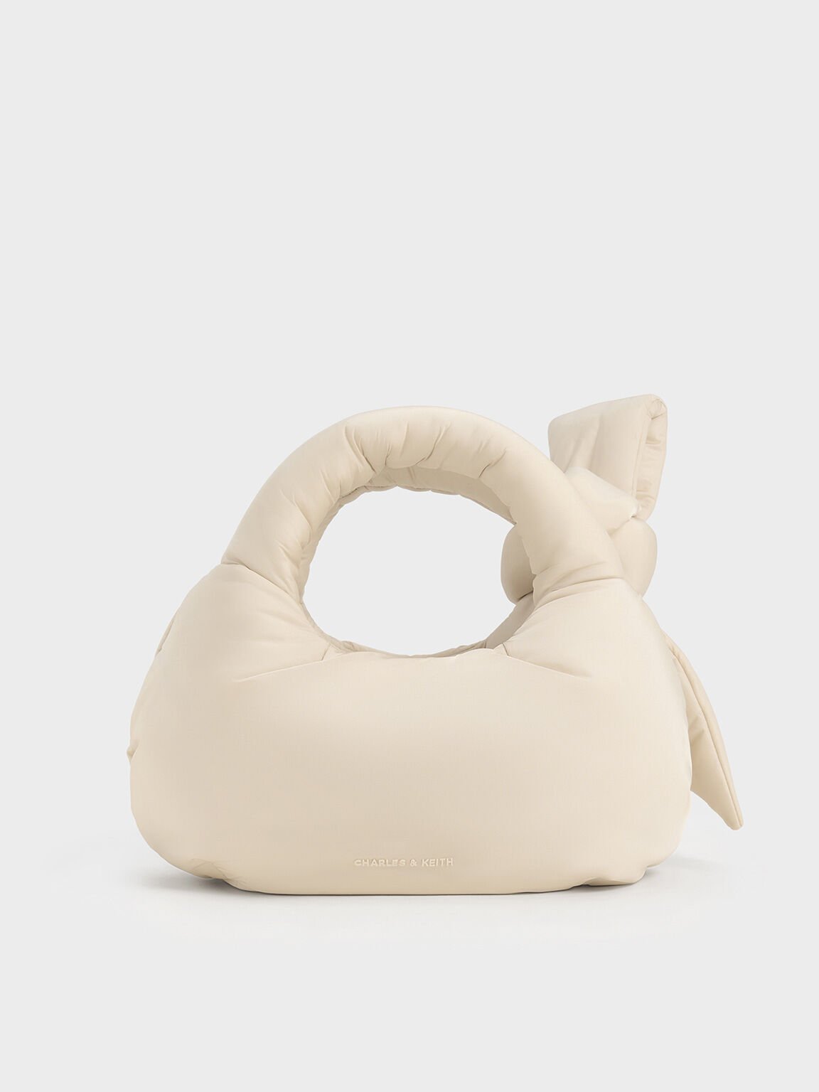 Delilah Nylon Bow Puffy Bag, Oat, hi-res