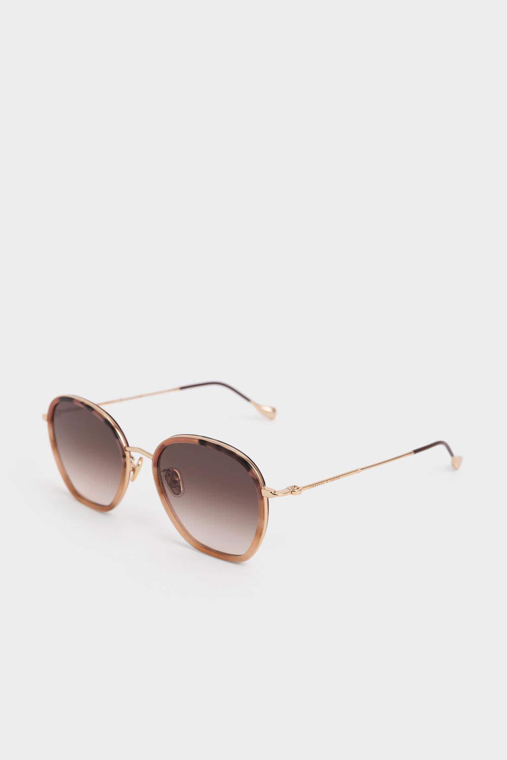 Pink Recycled Acetate Wire-Frame Sunglasses & CHARLES LU - KEITH