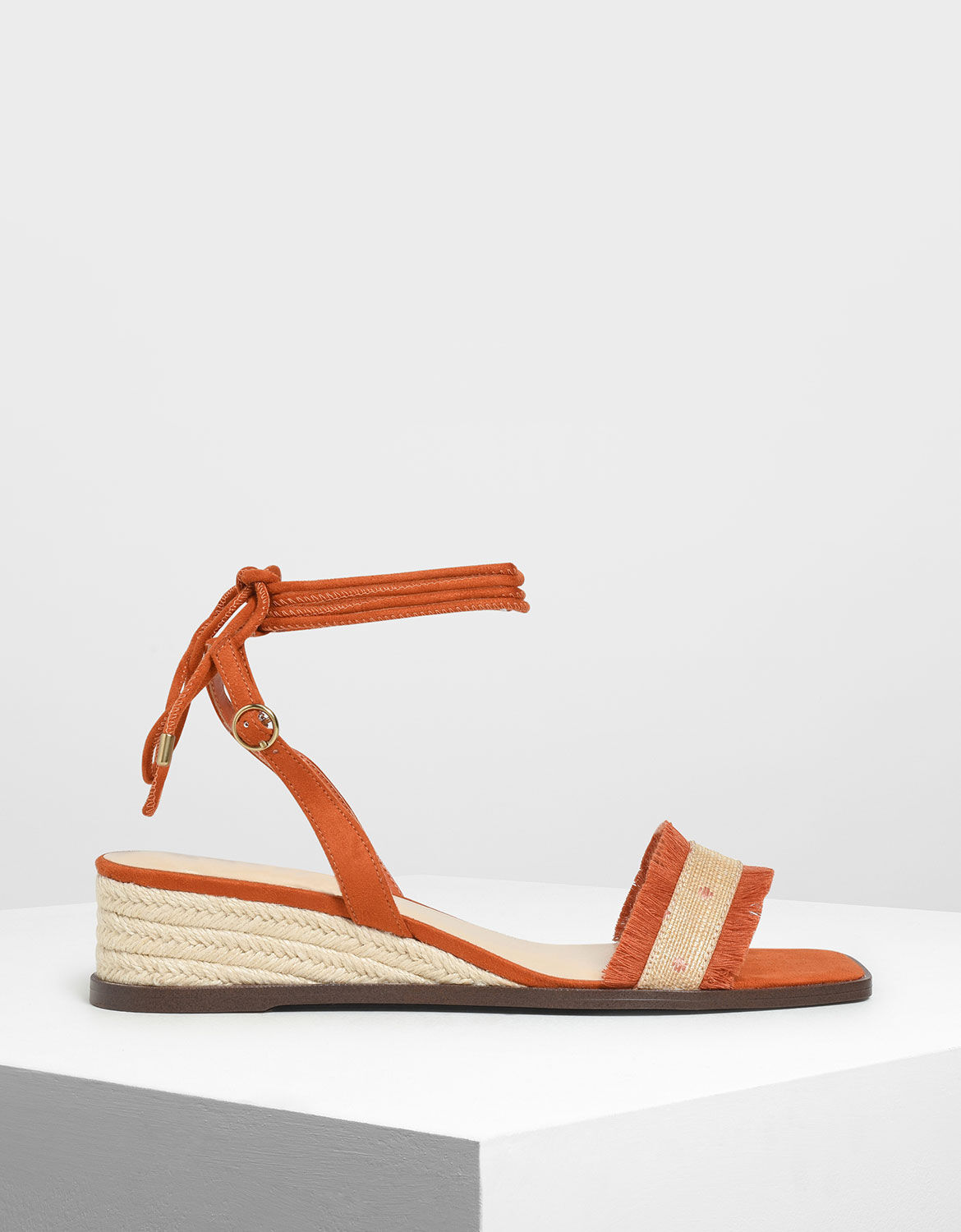 orange espadrille wedges