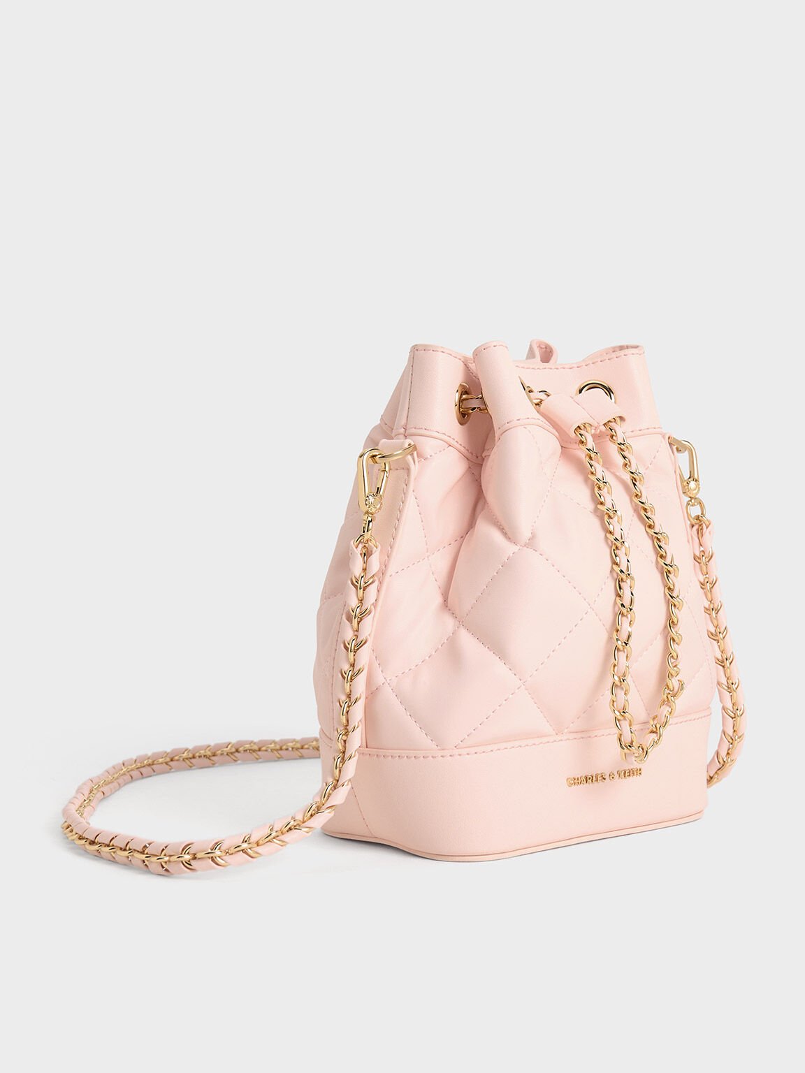 Quilted Two-Way Bucket Bag, Light Pink, hi-res