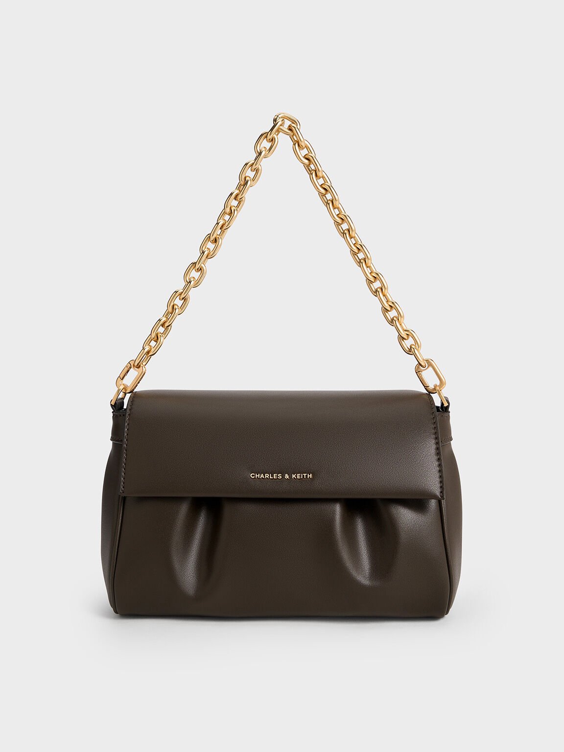 Calla Front Flap Chain-Handle Bag, Dark Moss, hi-res