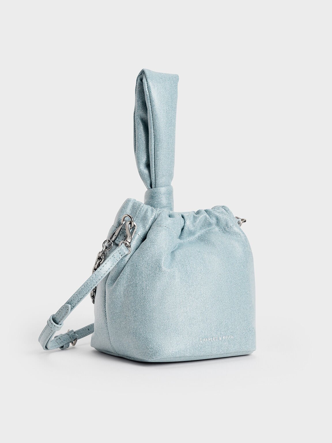 Caia Denim Knotted Dumpling Bag, Denim Blue, hi-res