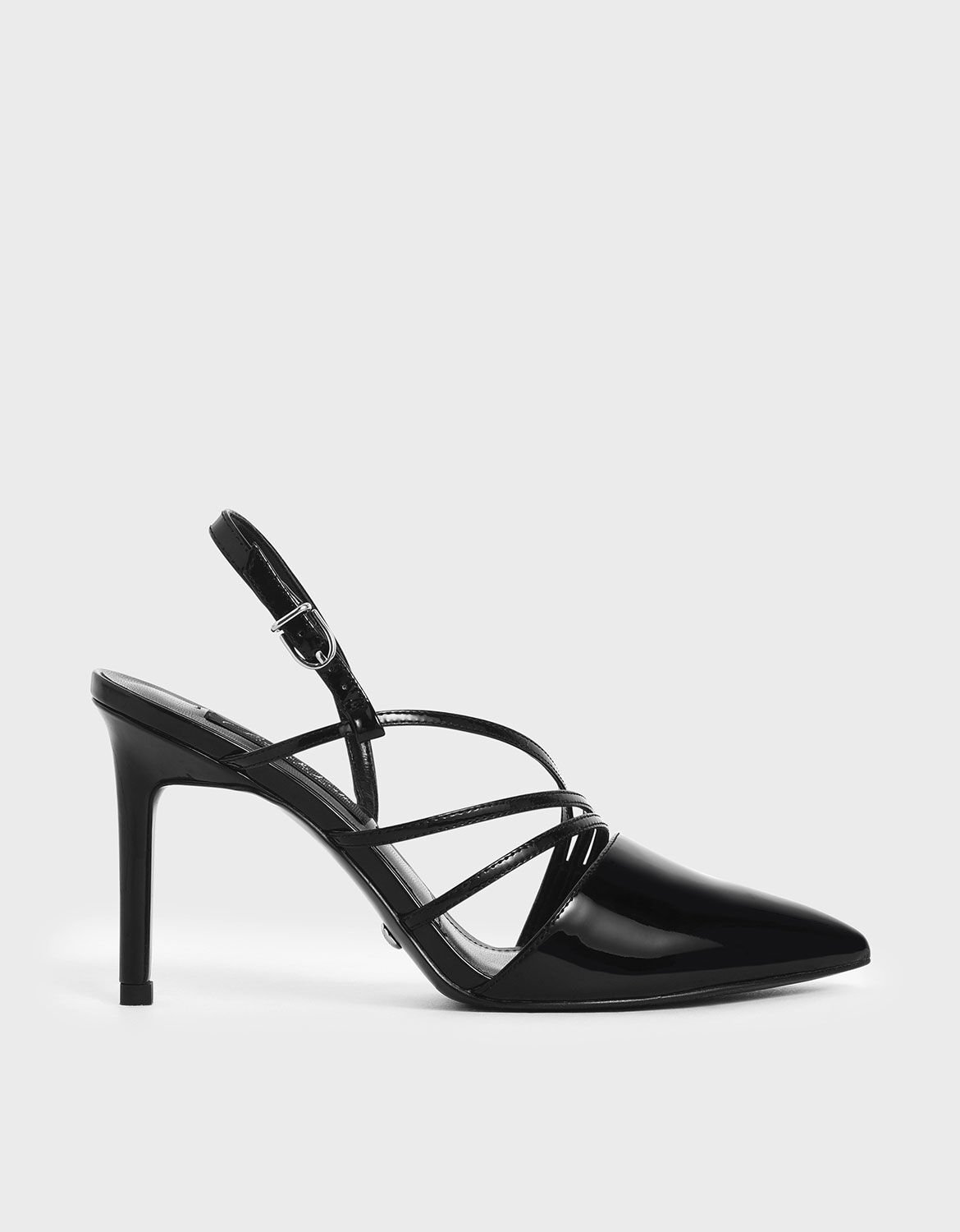 black patent slingback shoes