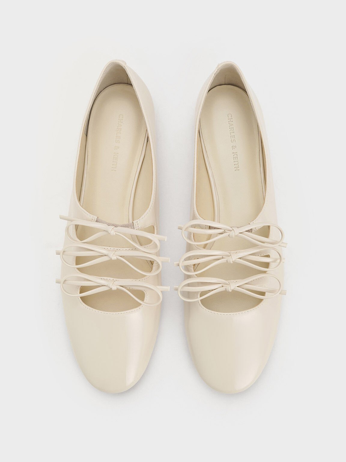 Dorri Patent Triple-Bow Ballet Flats, Chalk, hi-res