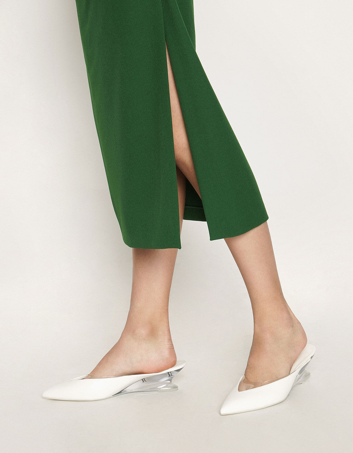 White See-Through Effect Pointed Toe 