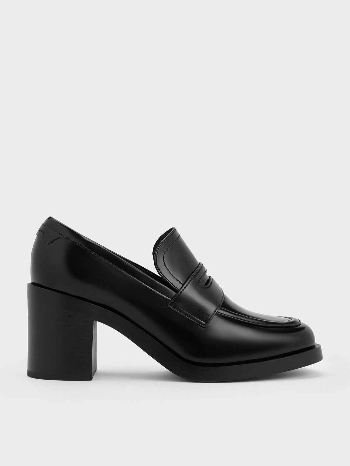 Penny Loafer Block-Heel Pumps, Black Box, hi-res