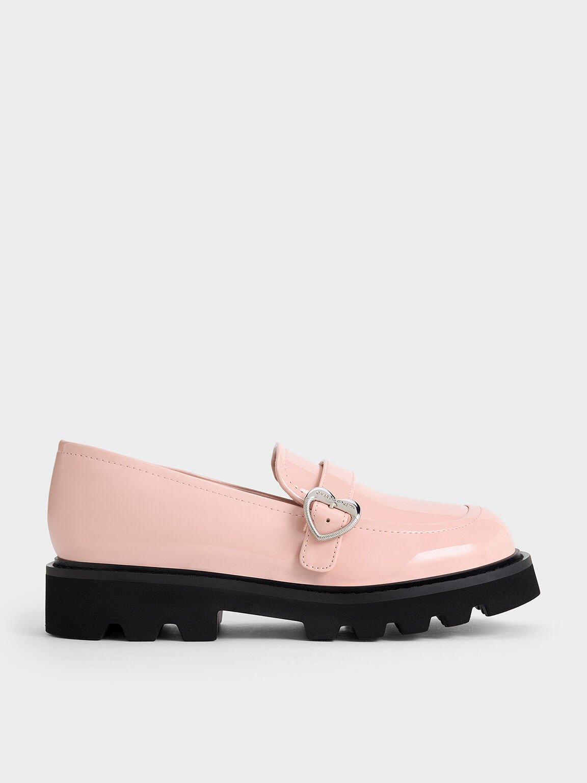 Mocassins vernis à boucle coeur - Enfant, Rose, hi-res