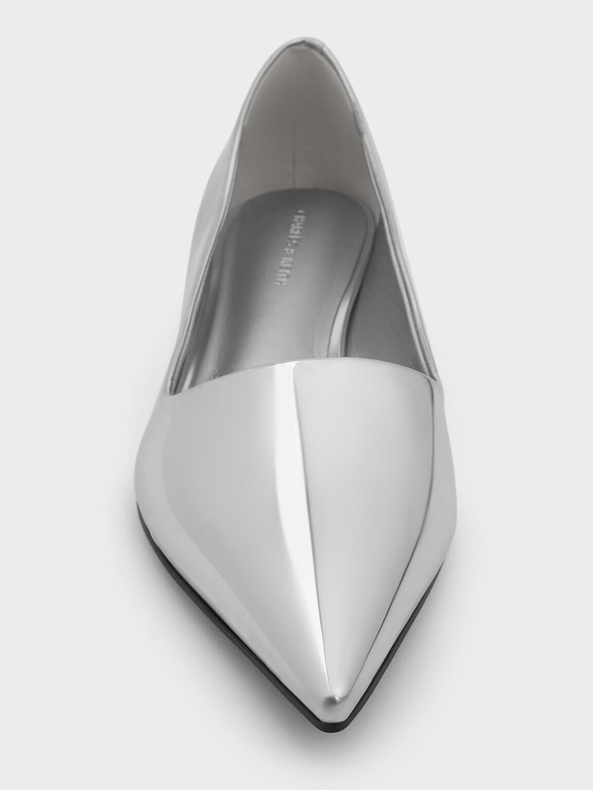 Metallic Pointed-Toe Kitten-Heel Pumps, Silver, hi-res