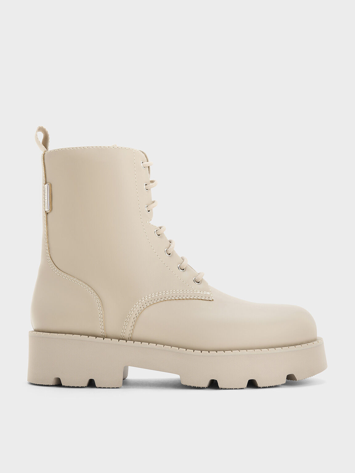 Bottines rangers à lacets avec semelle crantée, Beige, hi-res