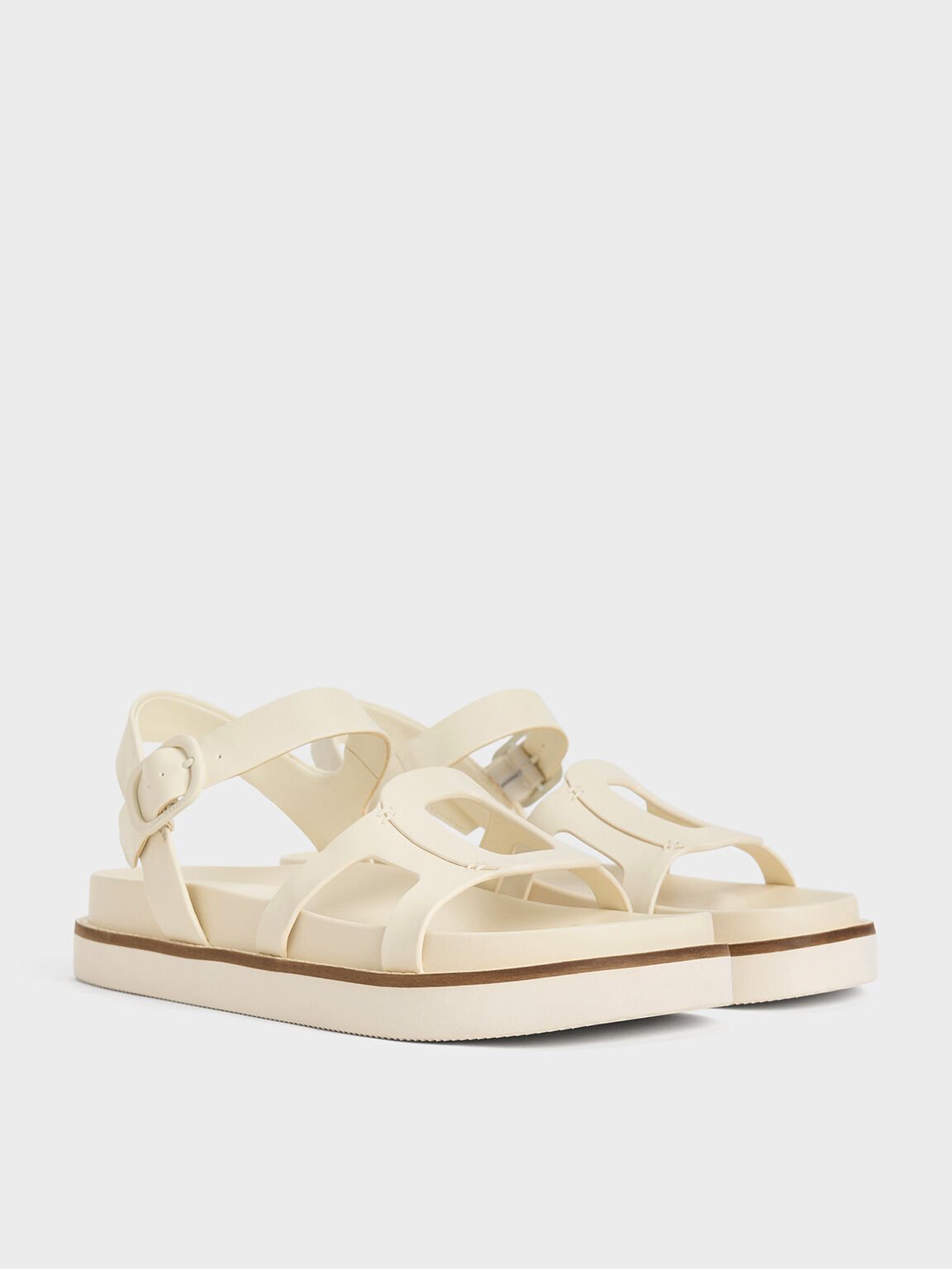 Easley Cut-Out Buckled Sandals, Chalk, hi-res