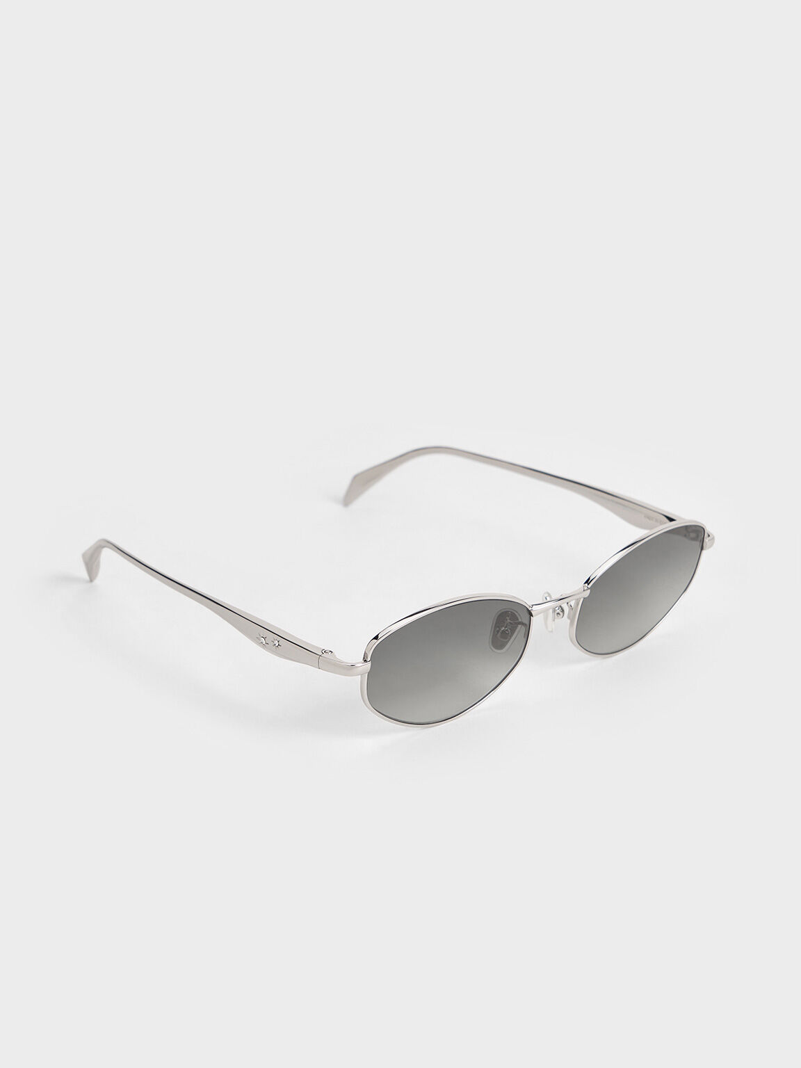 Crystal-Accent Oval Sunglasses, Silver, hi-res