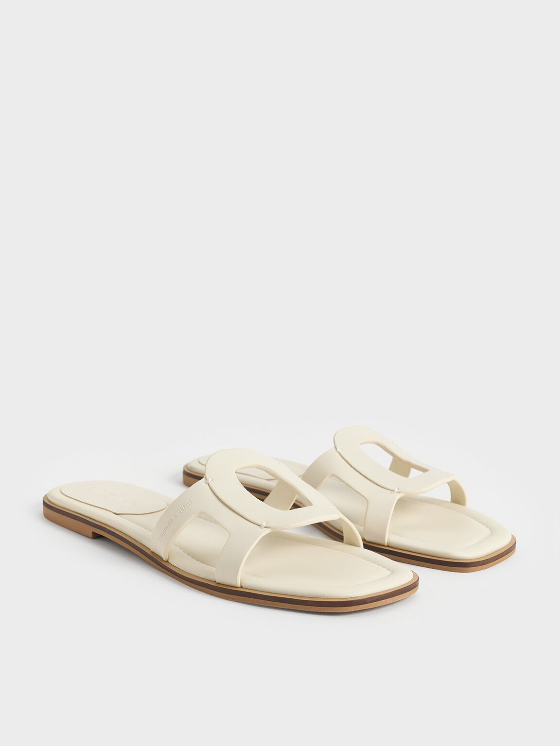 Easley Cut-Out Slide Sandals, Chalk, hi-res