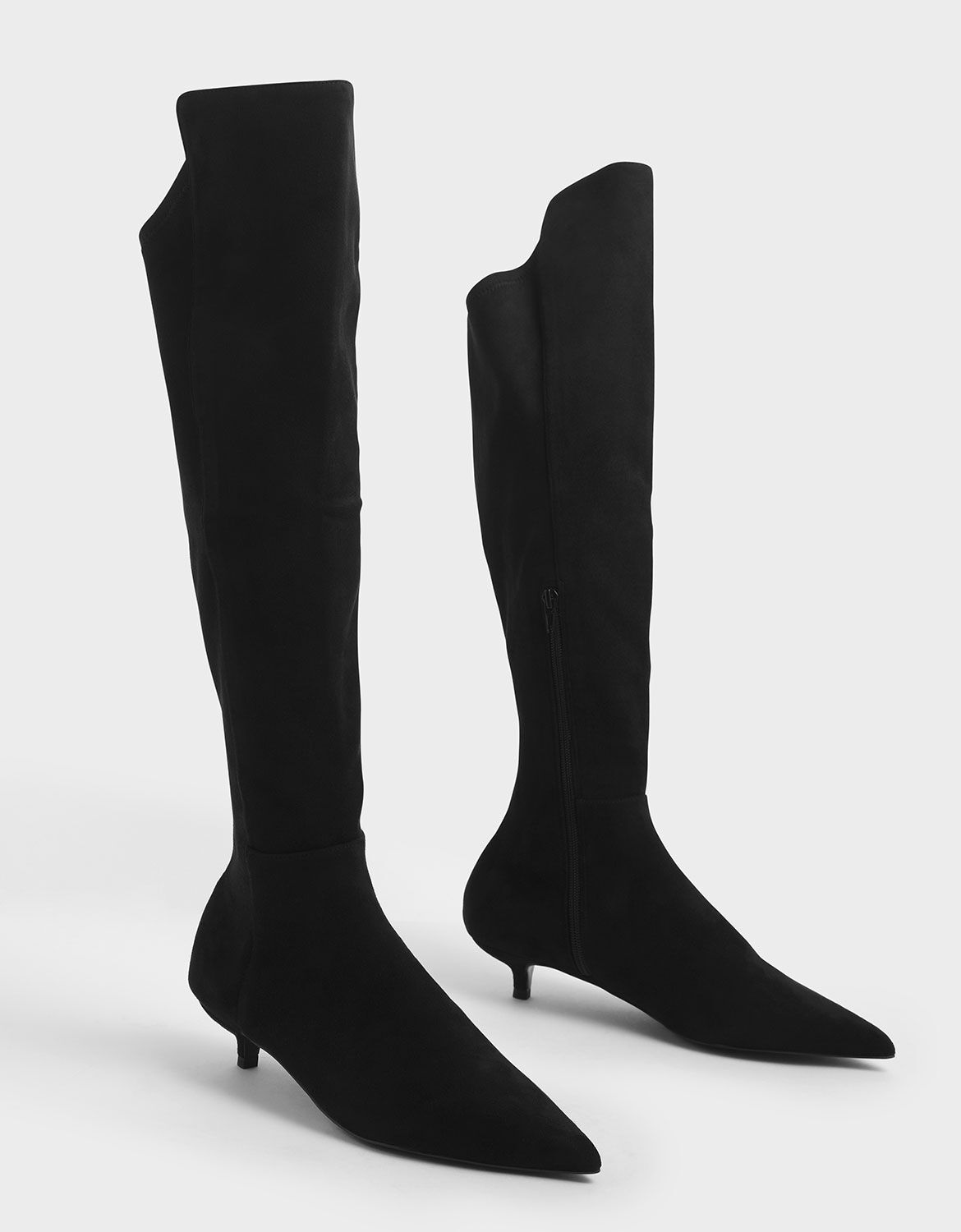 kitten heel knee high boots