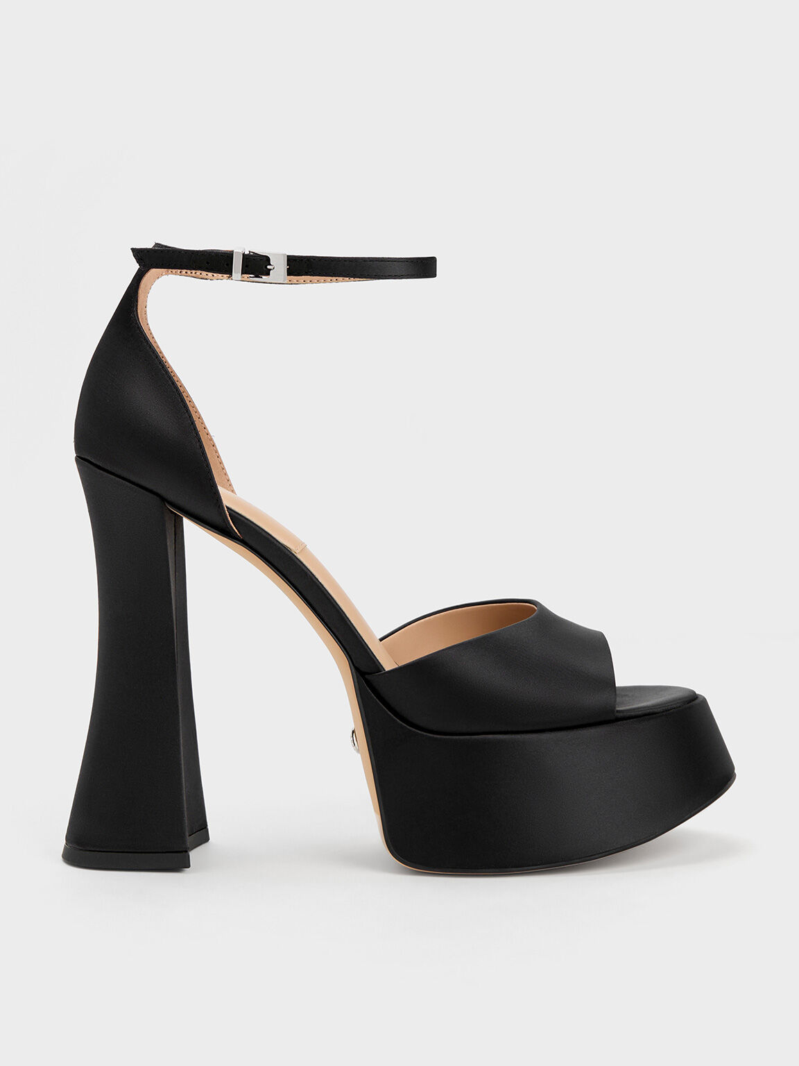 Michelle Recycled Polyester Platform Sandals, Black, hi-res