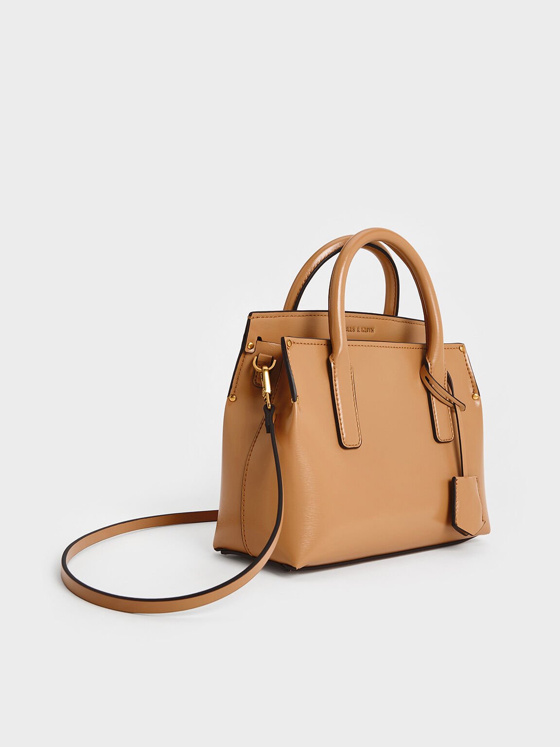 Bolso Rene estructurado con asa superior, Toffee, hi-res