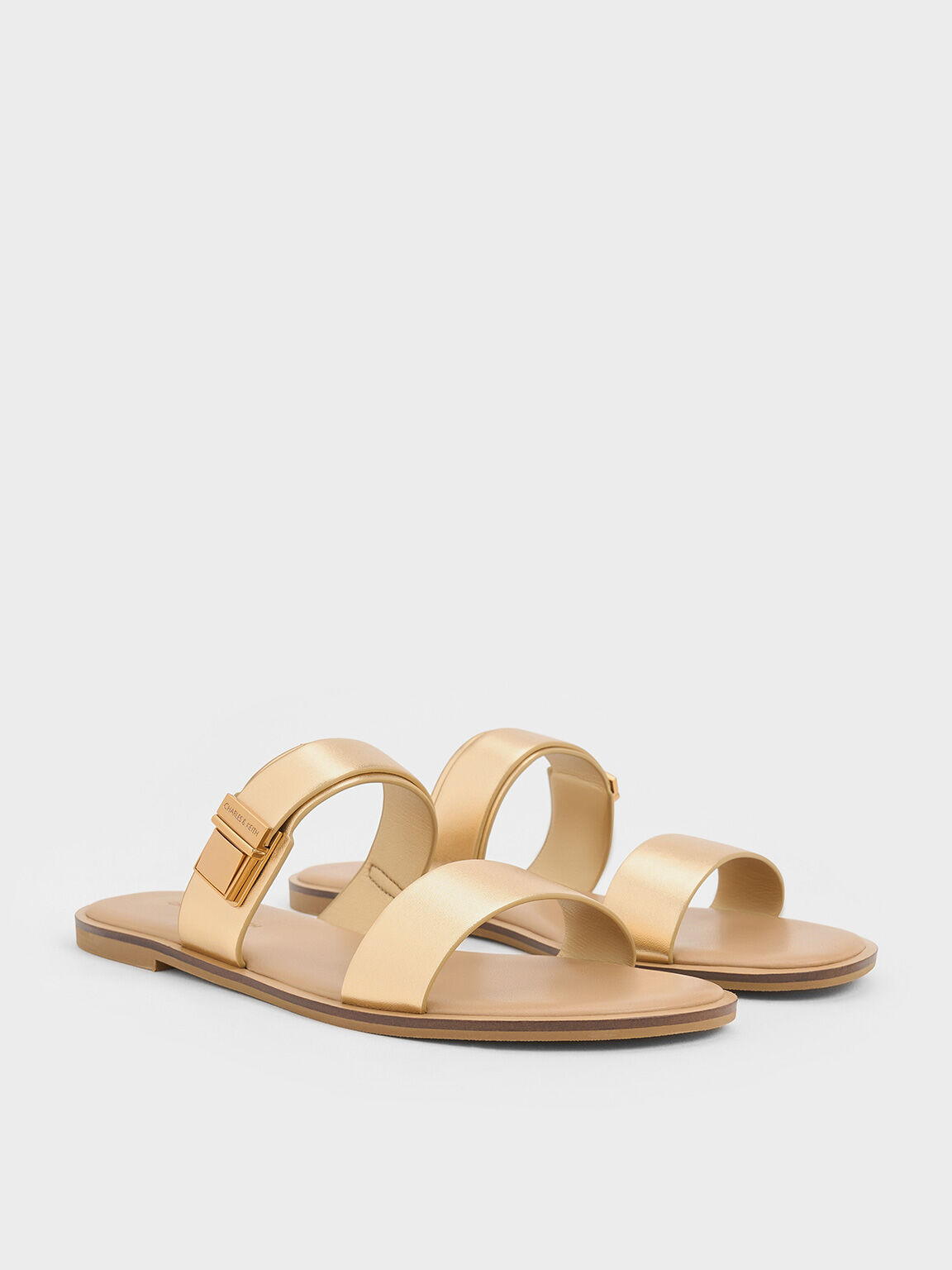 Dove Metallic Double-Strap Sandals, Gold, hi-res
