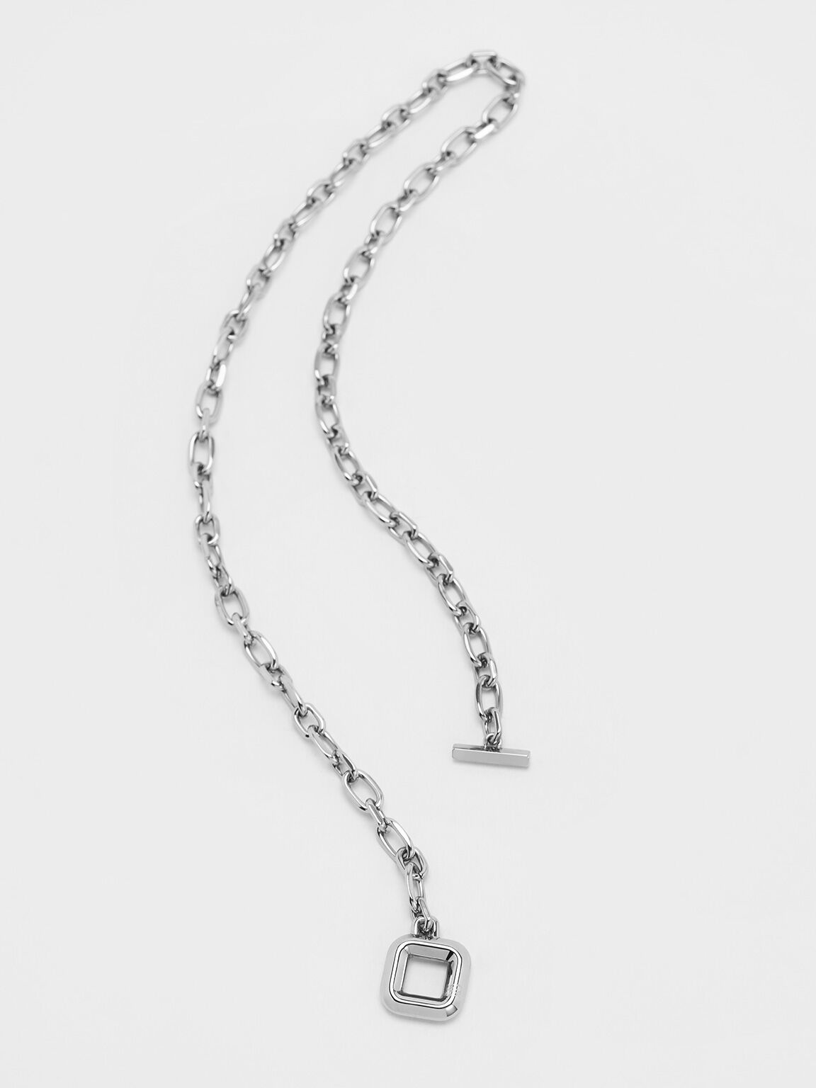 Collier chaîne à fermoir en T, Argent, hi-res