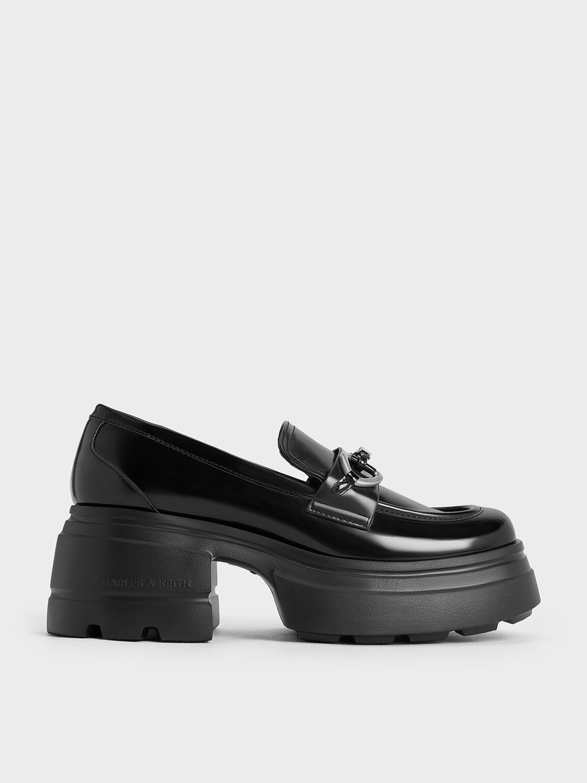 Metallic-Accent Chunky Platform Loafers, Black Box, hi-res