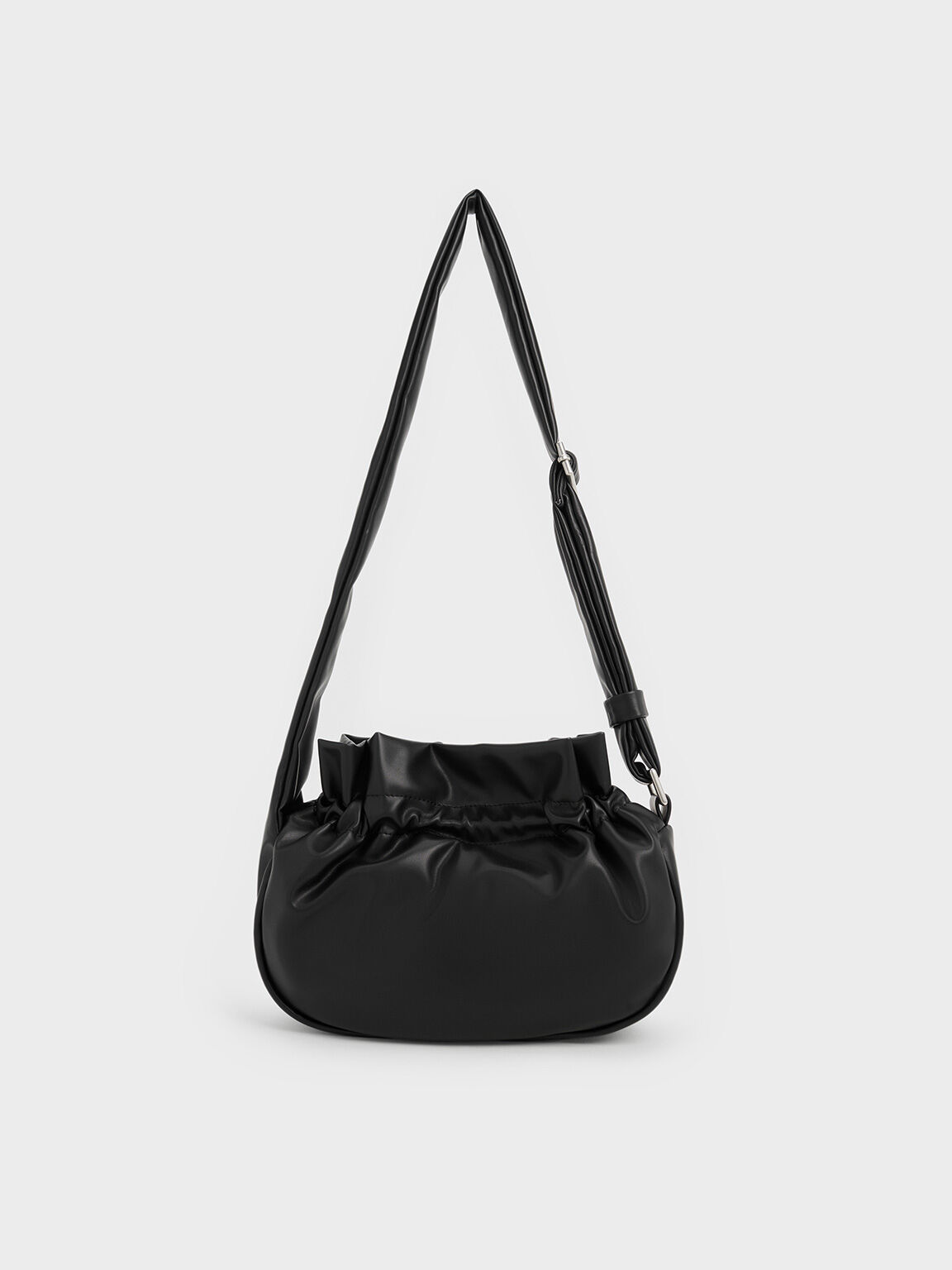 Mini Maisy Ruched Drawstring Hobo Bag, Noir, hi-res