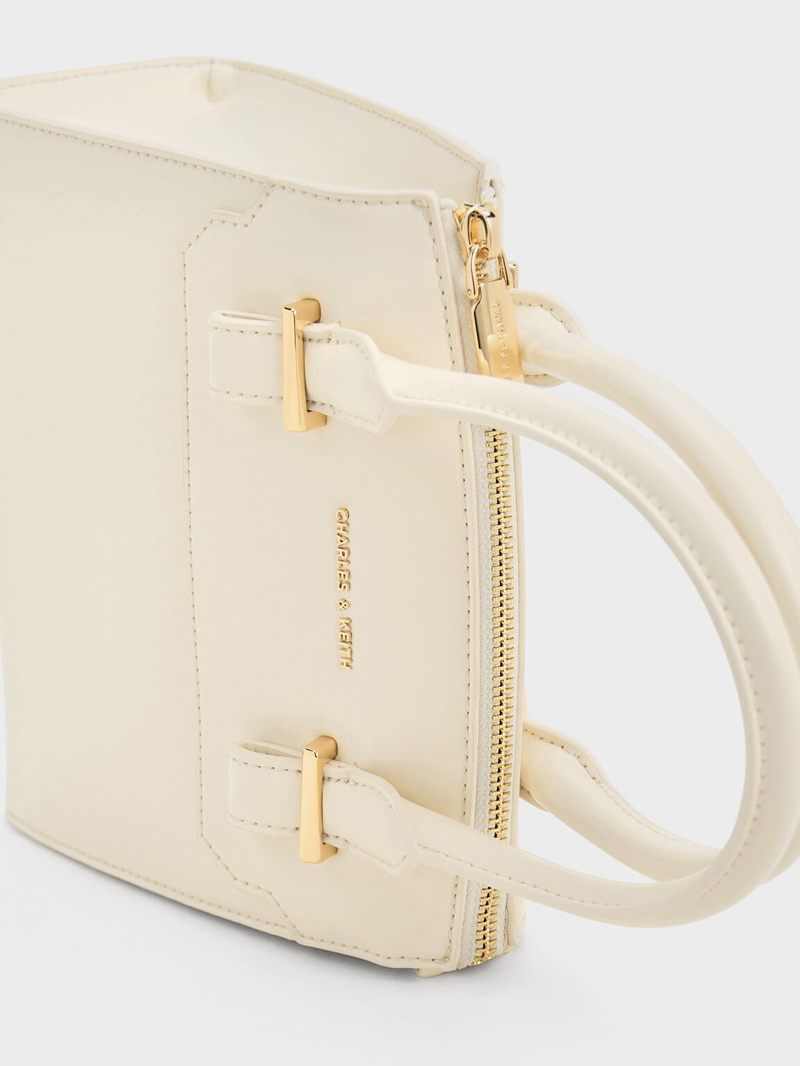 Bolso tote estructurado Temmie, Crema, hi-res