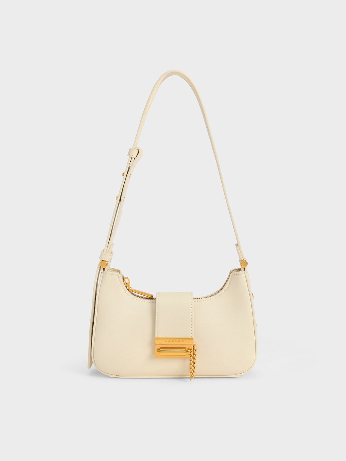 Metallic Accent Belted Bag, Chalk, hi-res