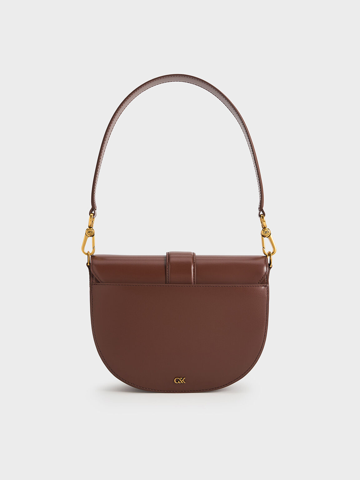 Sac Gabine en cuir, Marron Foncé, hi-res