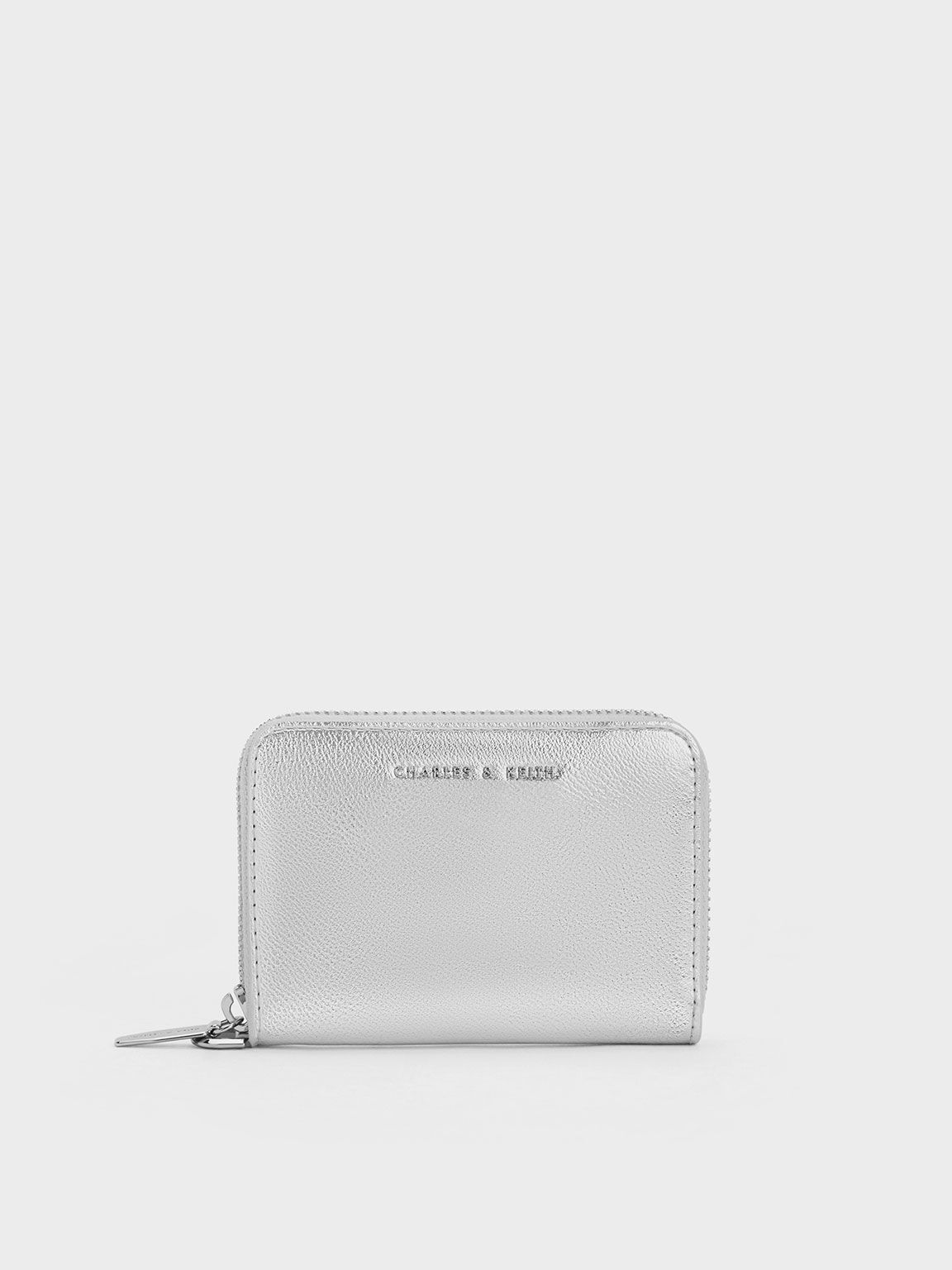 Errya Metallic Zip-Around Wallet - Silver