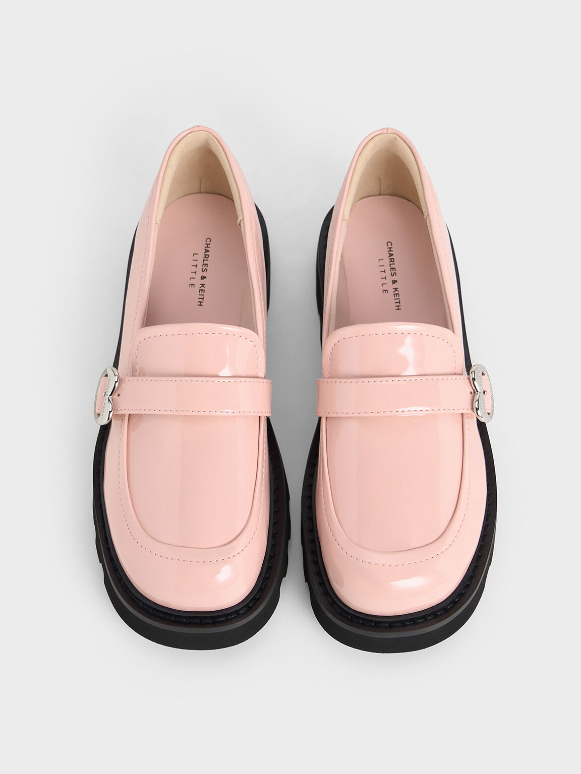 Mocasines de charol para niña con hebilla de corazón, Rosa, hi-res