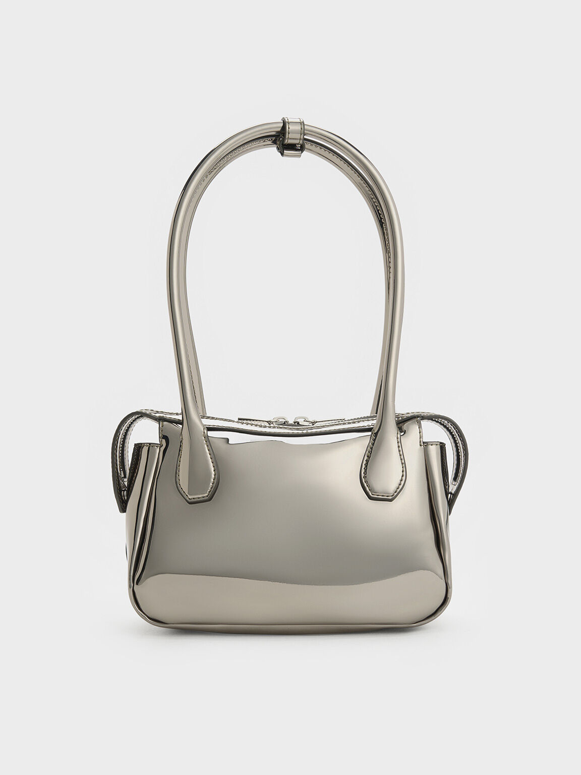 Bosie Metallic Elongated Top Handle Bag, Pewter, hi-res