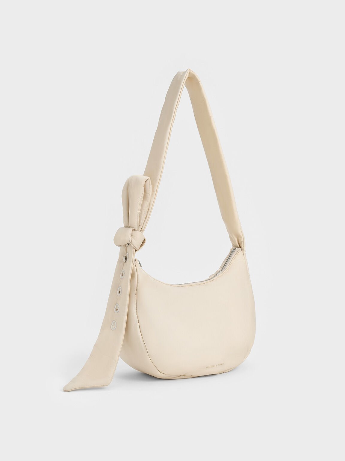 Sac hobo en nylon à noeud Delilah, Oat, hi-res