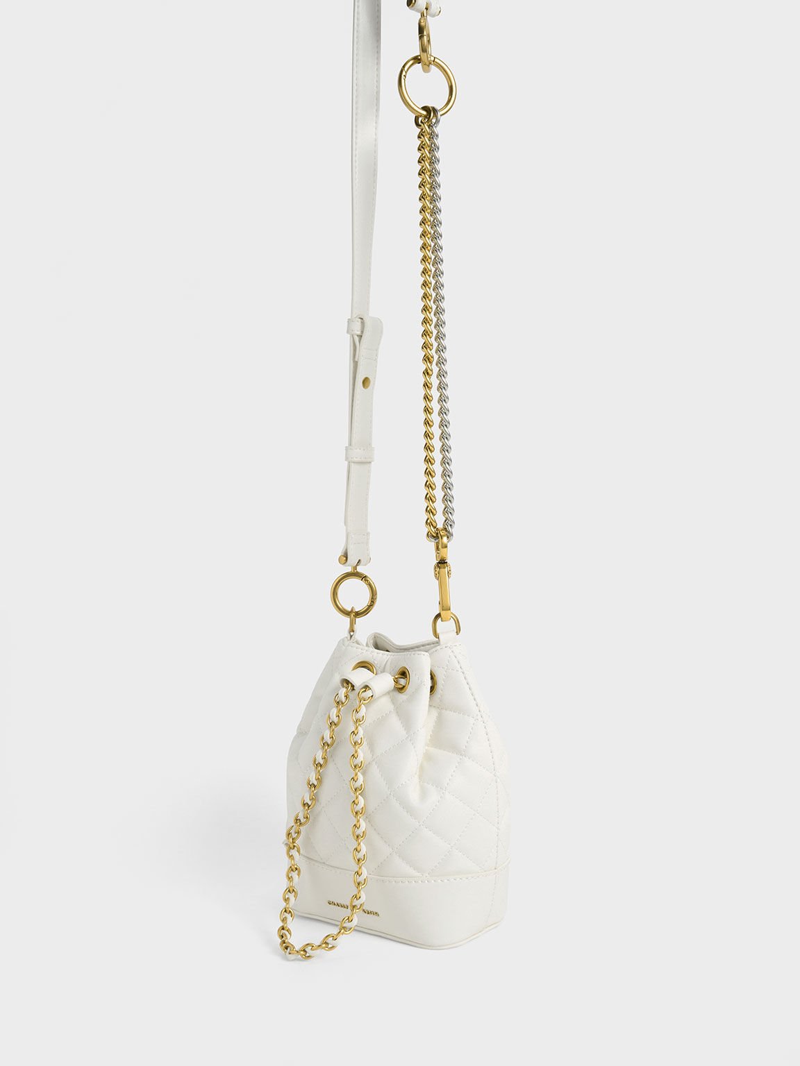 Quilted Bucket Bag, Ivory, hi-res