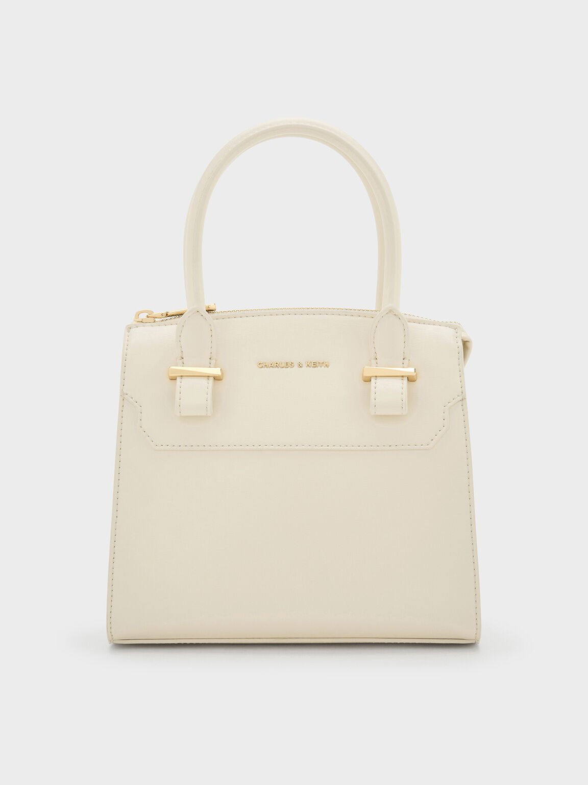 Bolso tote estructurado Temmie, Crema, hi-res