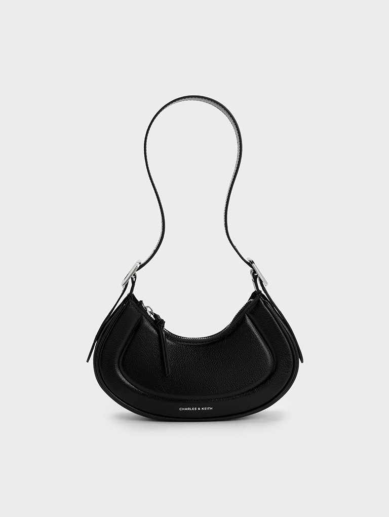 Women’s Petra Curved Shoulder Bag in black – CHARLES & KEITH