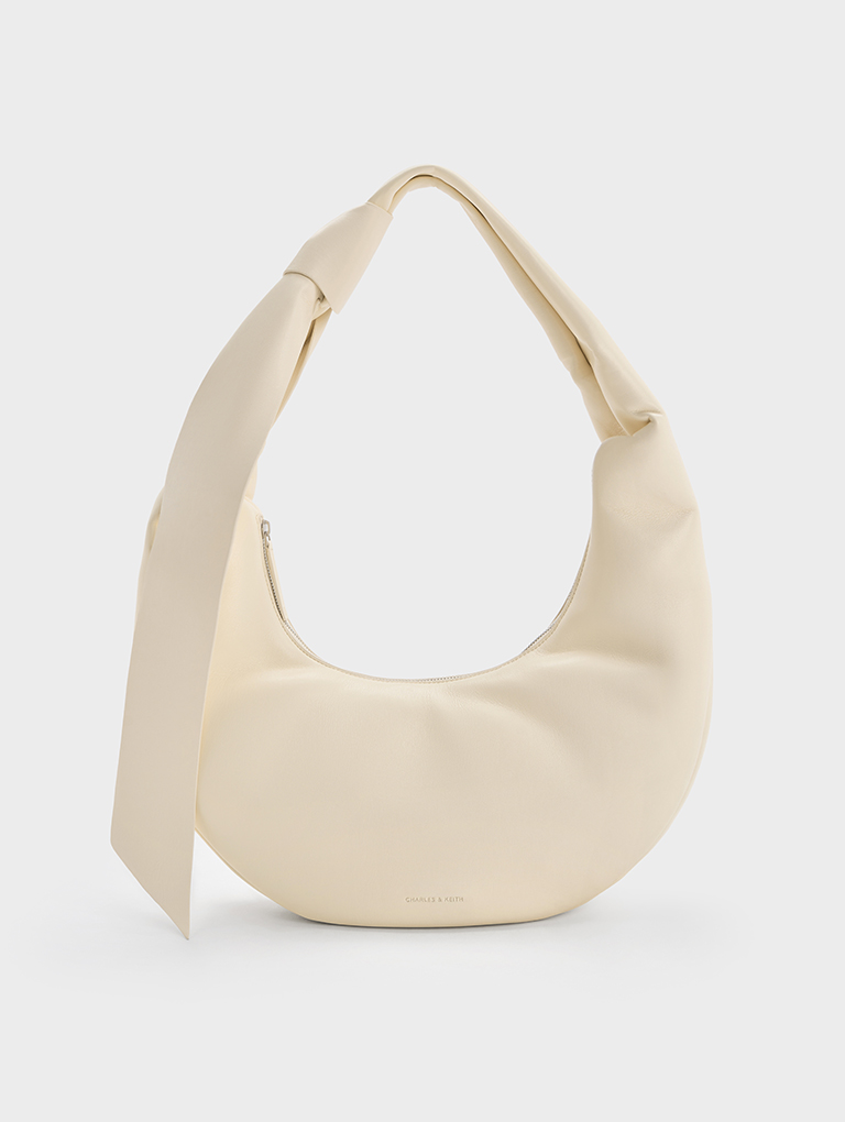 Women’s Toni Knotted Curved Hobo Bag in chalk – CHARLES & KEITH