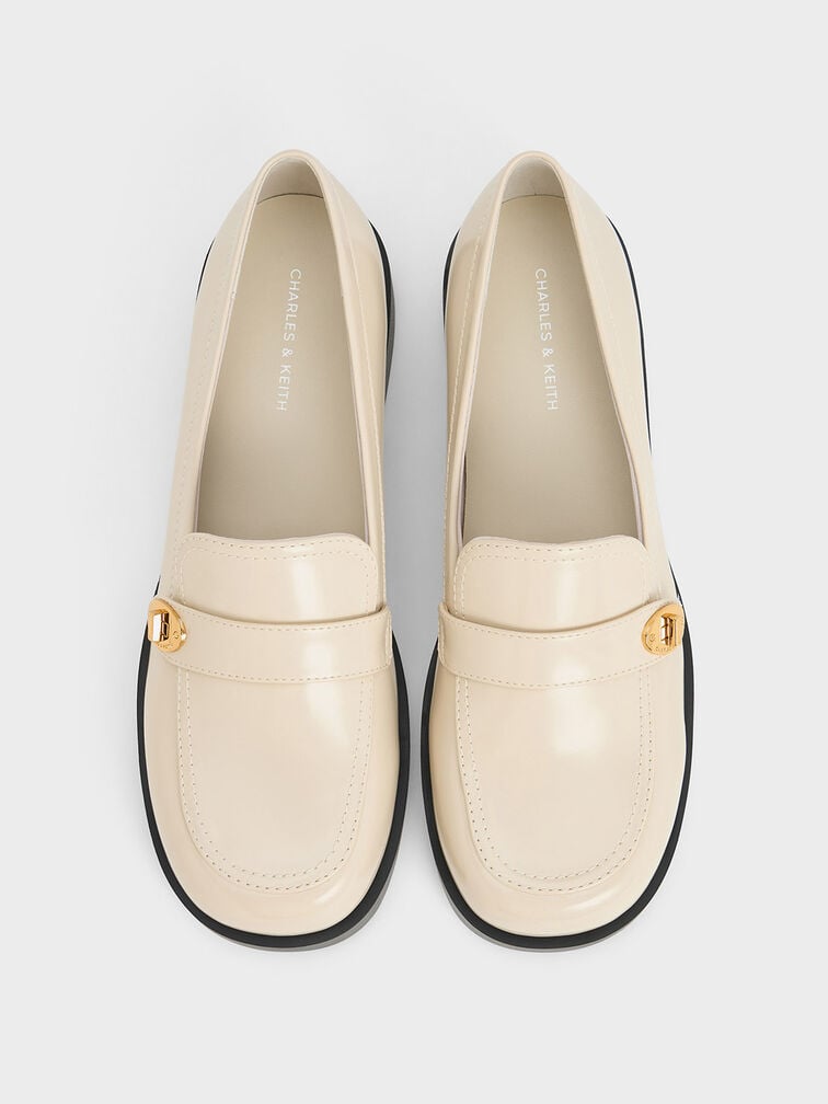 Mocassins à lanière avec boucle métallique pour femme en blanc craie - CHARLES & KEITH