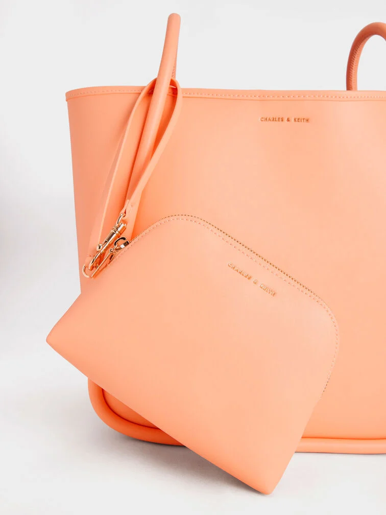 Bolso tote tubular holgado en naranja para mujer - CHARLES & KEITH