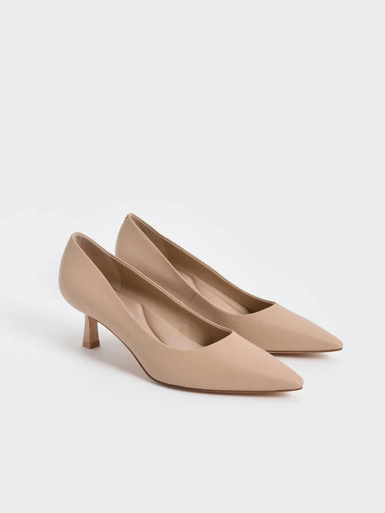 Zapatos de tacón bajo con punta fina Emmy en nude para mujer - CHARLES & KEITH