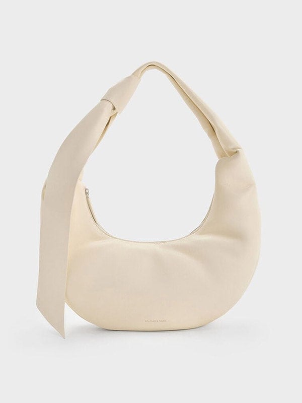 Women's Chalk Toni Knotted Crescent Hobo Bag -  CHARLES & KEITH