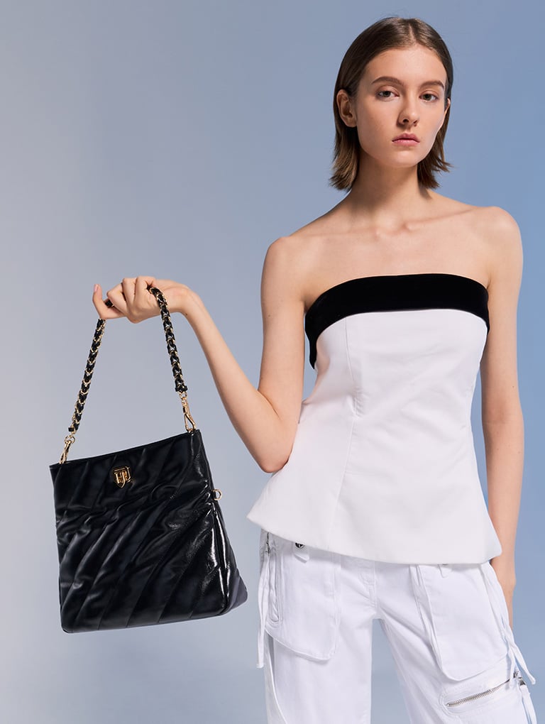 Women’s Fawn Panelled Shoulder Bag in black – CHARLES & KEITH