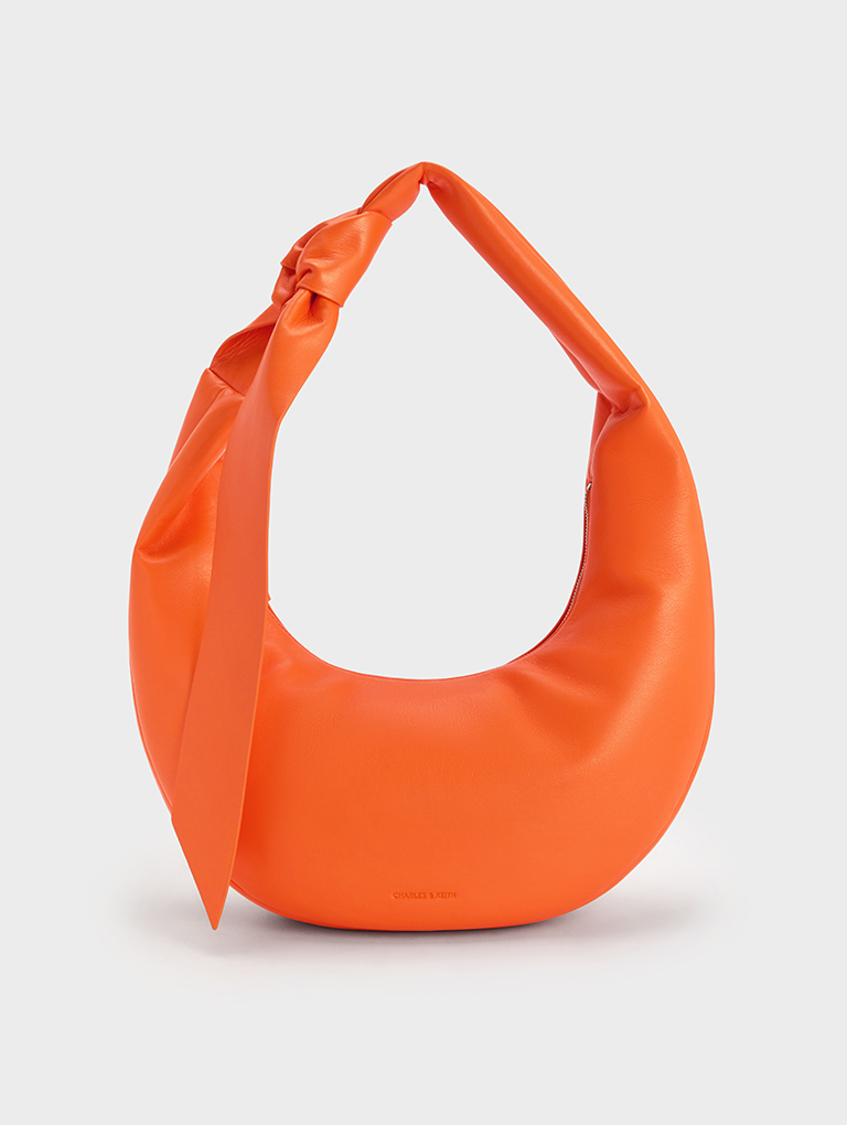 Women’s Toni Knotted Curved Hobo Bag in orange – CHARLES & KEITH
