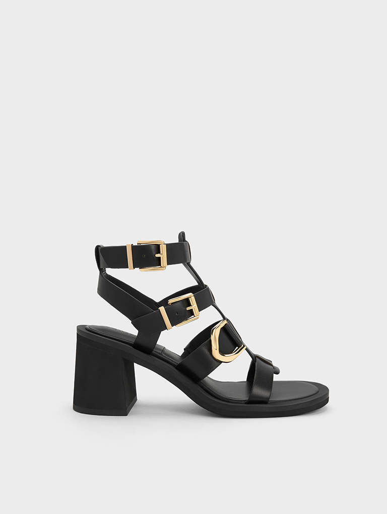 Women’s Gabine Leather Gladiator Sandals in black – CHARLES & KEITH
